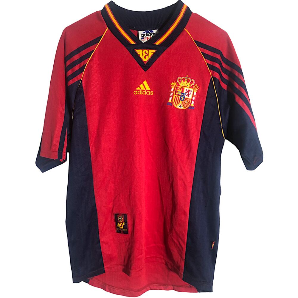 Spain 1998 Adidas FEF Home World Cup Soccer Jersey - Small
